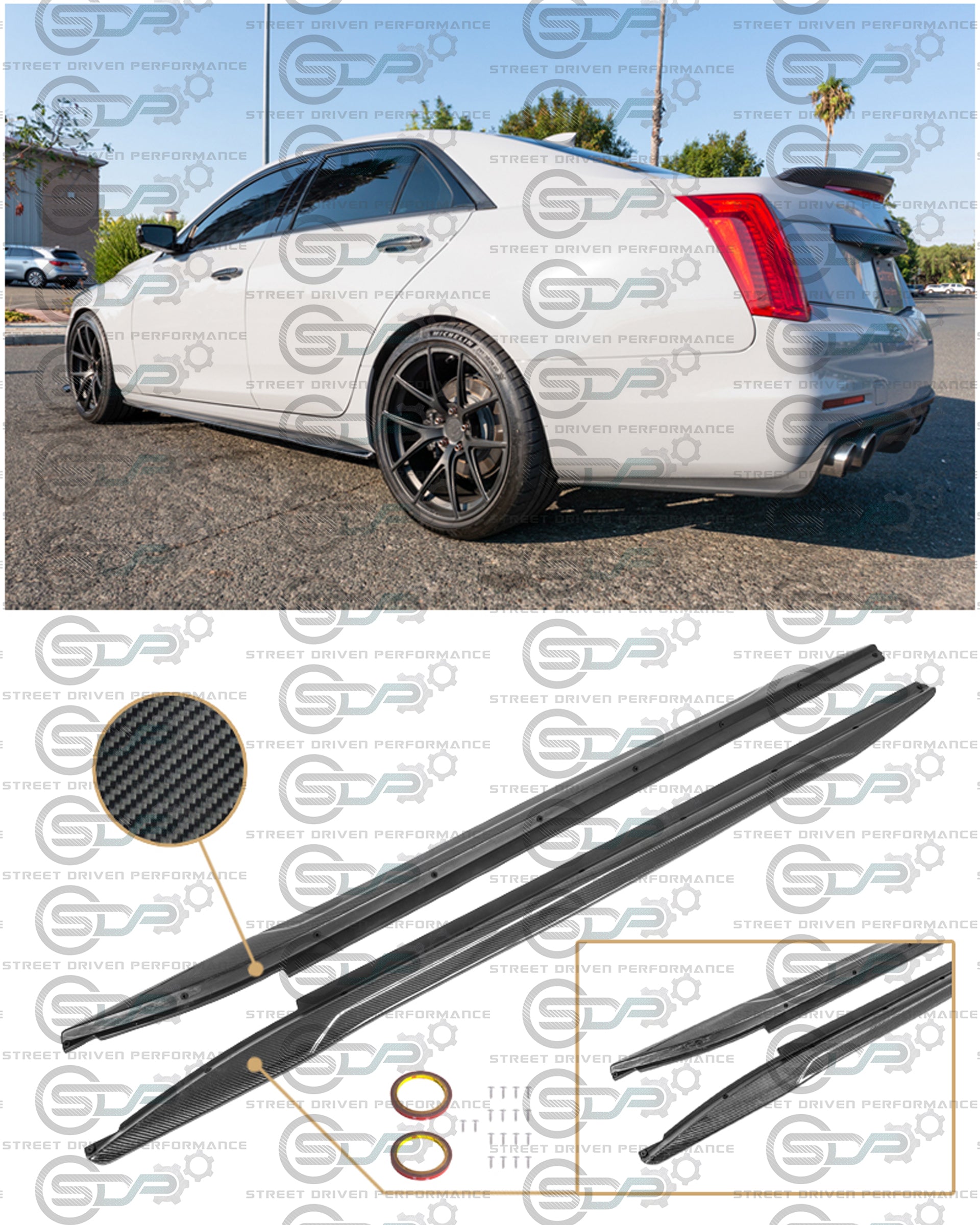 2014+ CTS - Carbon Fiber Side Skirts Rocker Panels Ground Effects